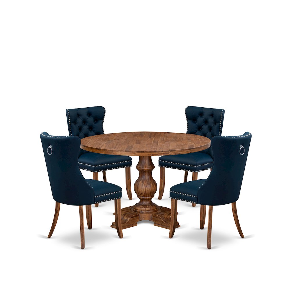 5-Piece Modern Dining Set In Navy Blue Color. Picture 1