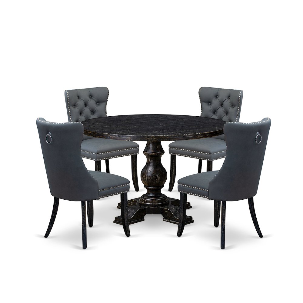 5-Piece Kitchen Table Set In Platinum Gray Color. Picture 1