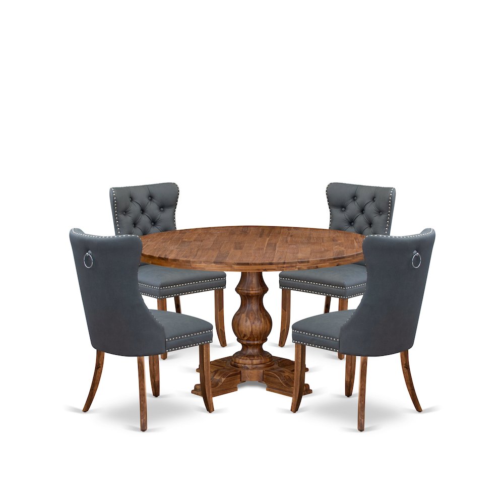 5-Piece Modern Dining Table A Kitchen Table, 4 Platinum Gray Dining Room Chairs. Picture 1