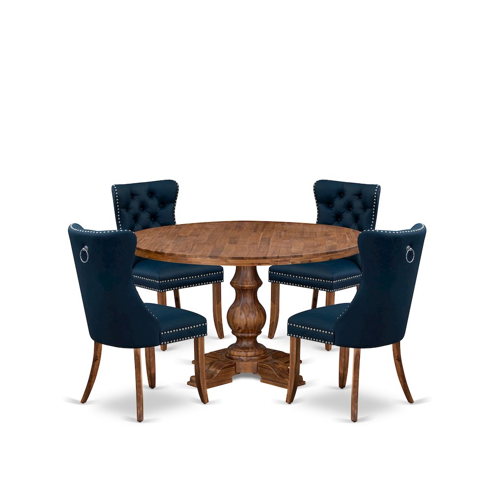 5-Piece Dining Table Set In Navy Blue Color. Picture 1