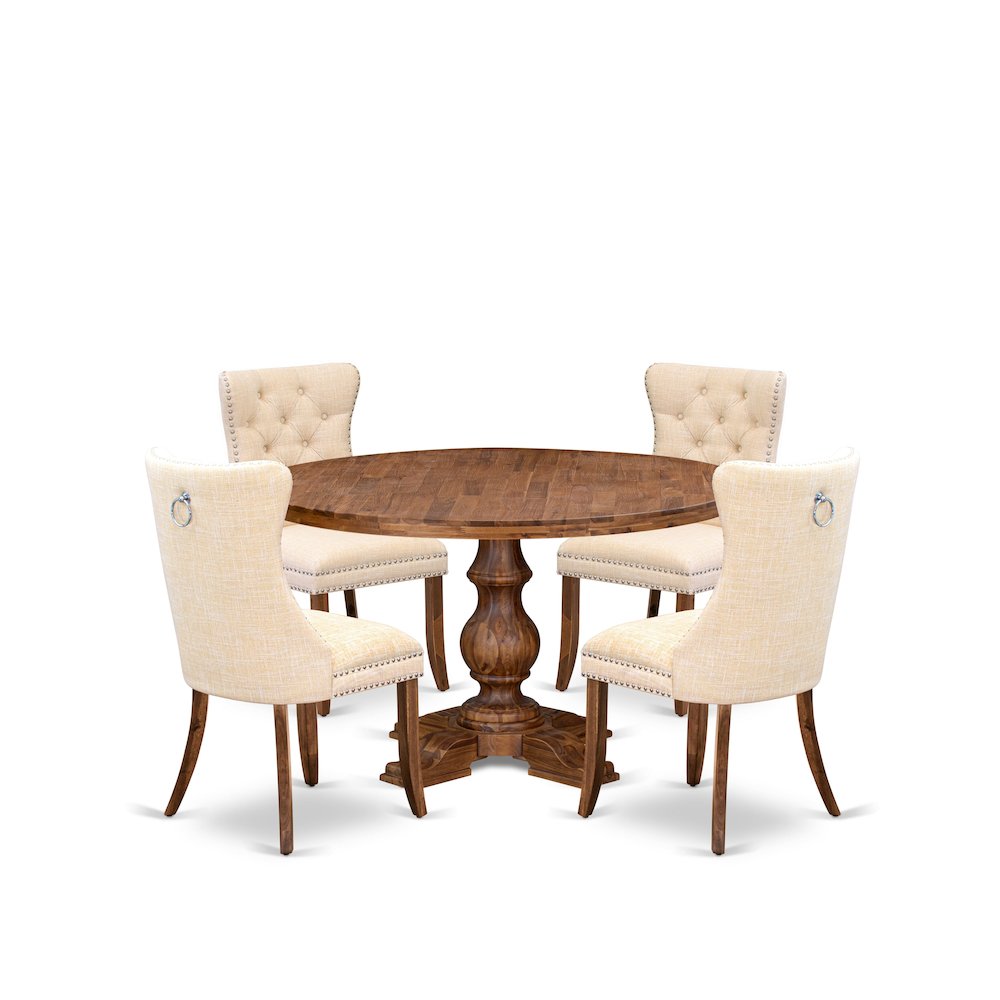 5-Piece Modern Dining Table Set In Light Beige Color. Picture 1
