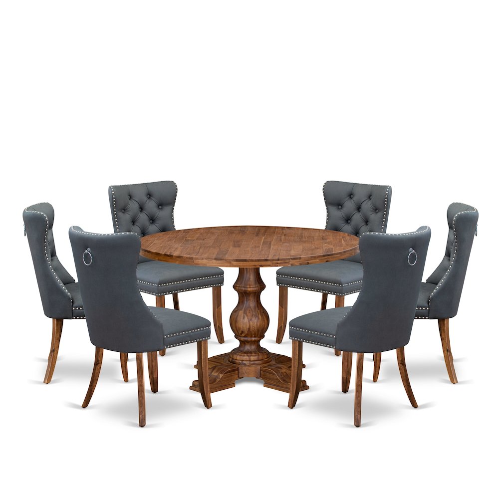 7-Piece Dining Table Set Of A Kitchen Table, 6 Platinum Gray Dining Chairs. Picture 1