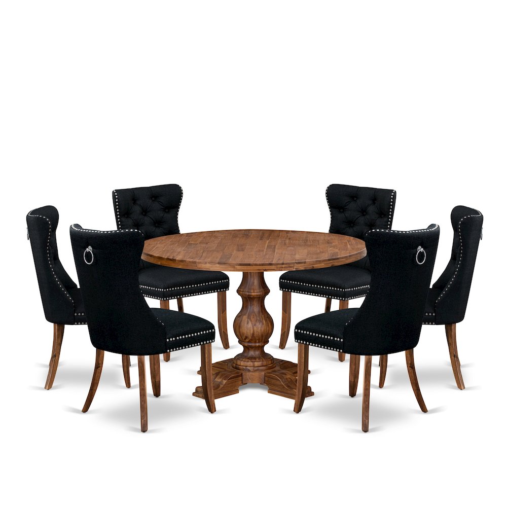 7-Piece Kitchen Table Set In Black Color. Picture 1