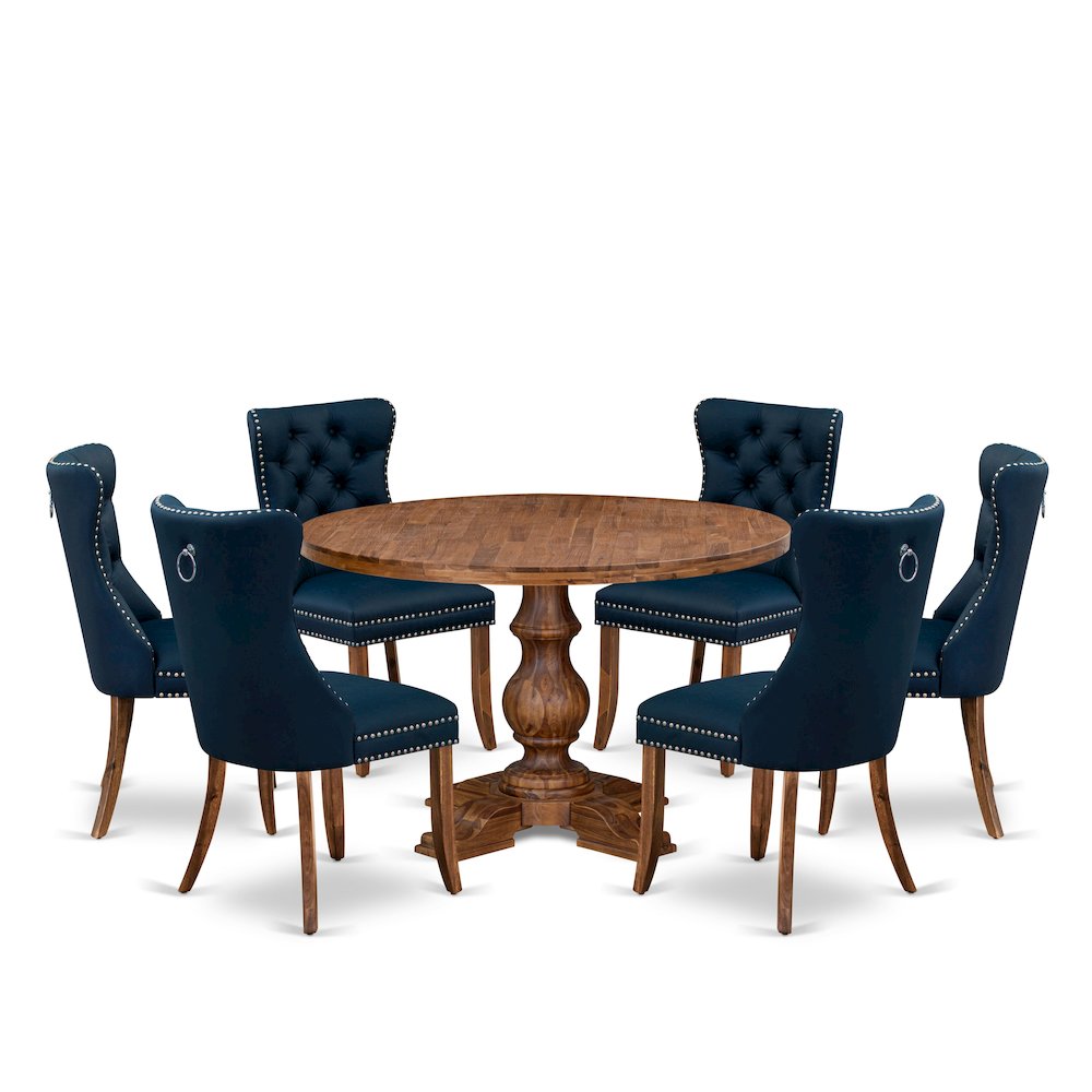 7-Piece Dining Table Set In Navy Blue Color. Picture 1