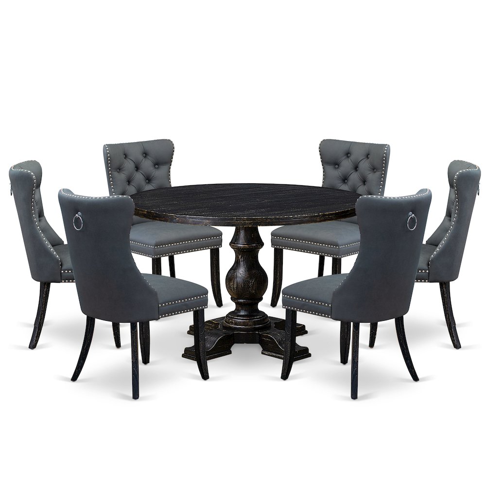 7-Piece Mid Century Kitchen Set In Platinum Gray Color. Picture 1
