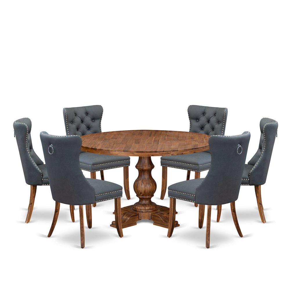 7-Piece Kitchen Table Set Of A Dining Table, 6 Platinum Gray Dining Room Chairs. Picture 1