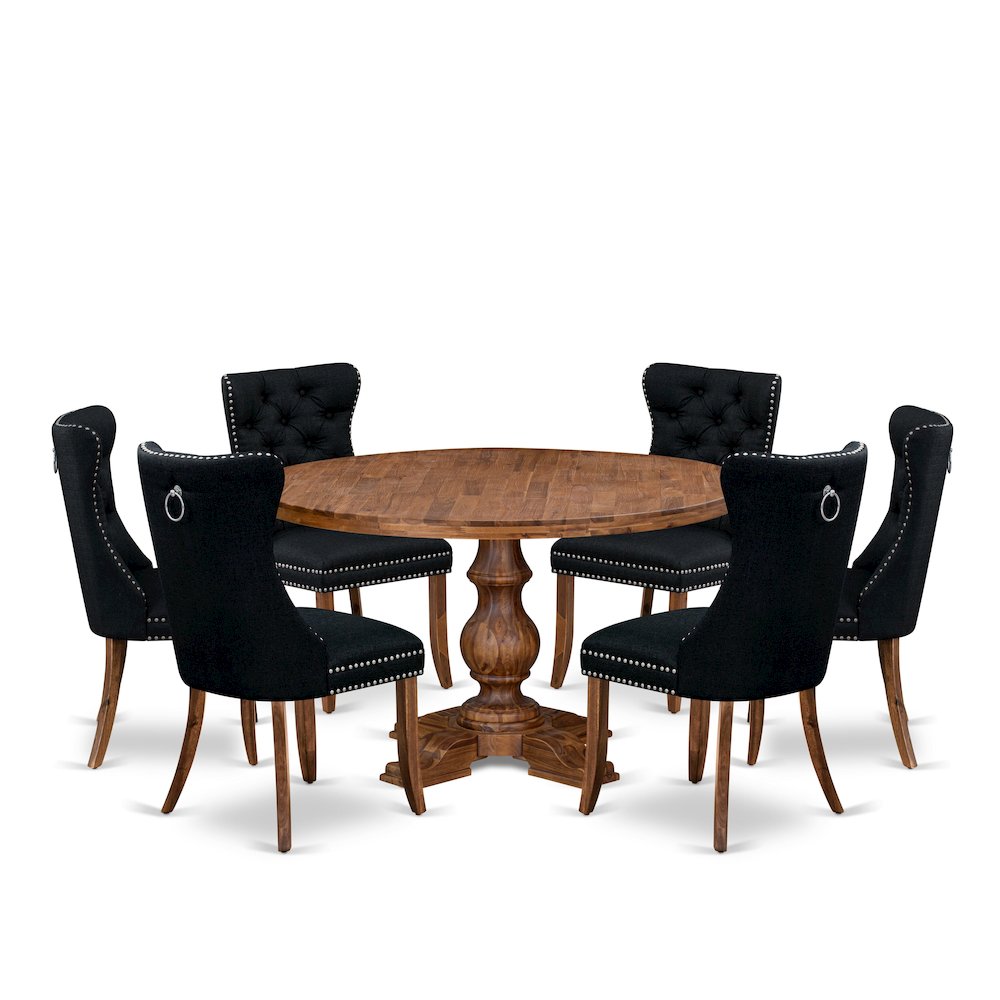 7-Piece Dining Room Set In Black Color. Picture 1