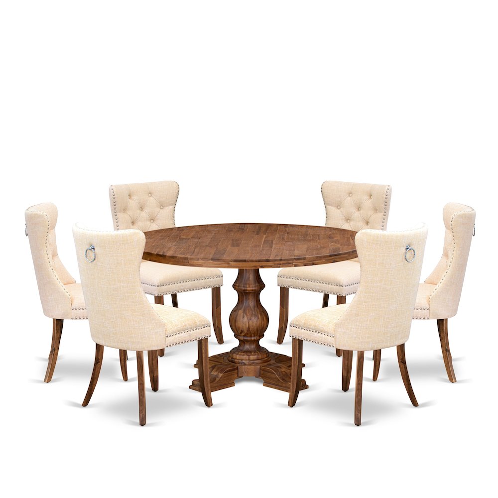 7-Piece Dining Table Set In Light Beige Color. Picture 1