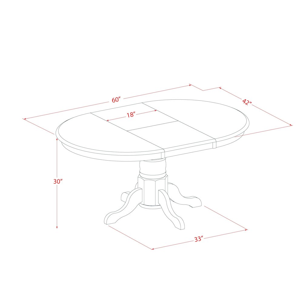 Oval Table with 18" Butterfly leaf - Linen White. Picture 4