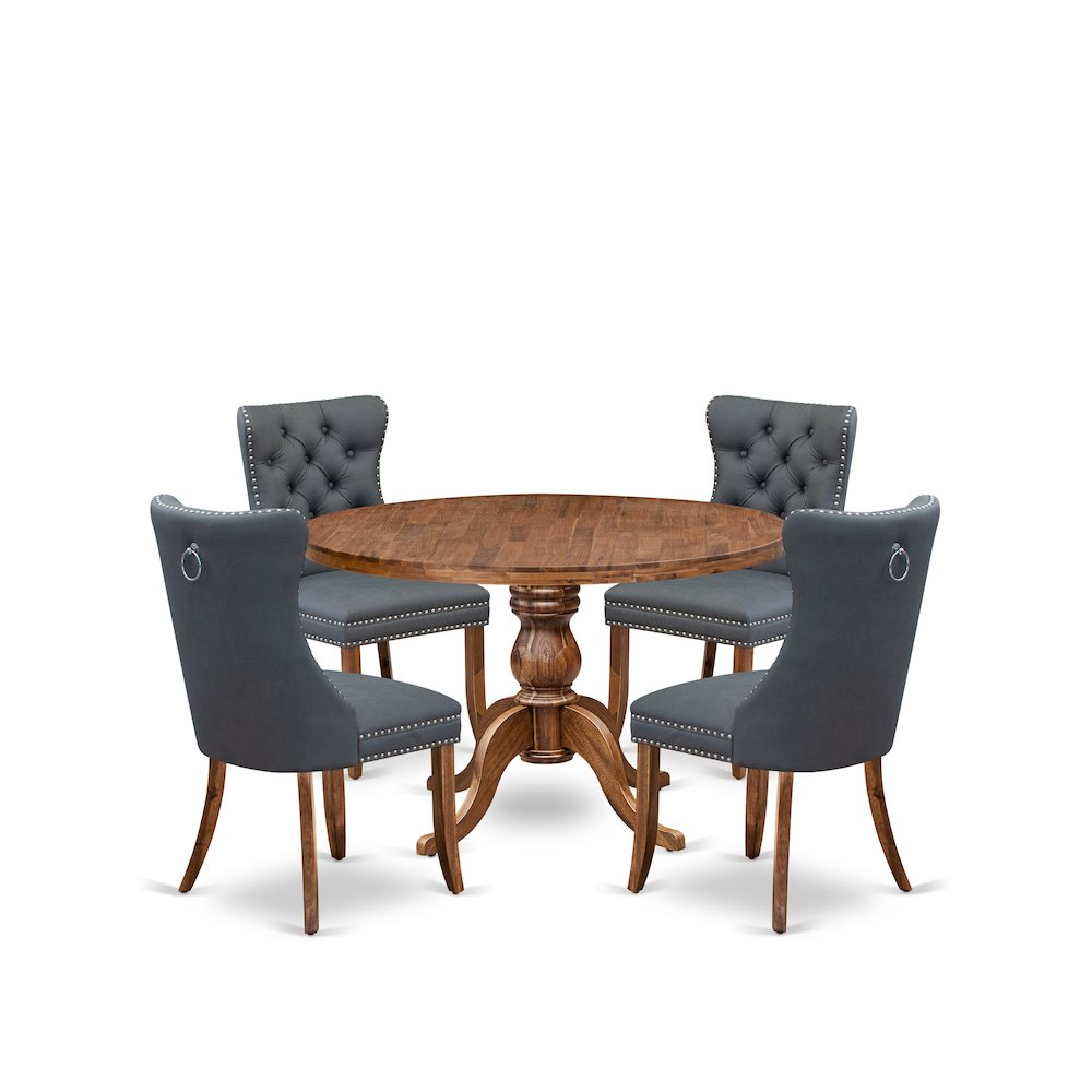 5-Piece Dining Room A Kitchen Table And 4 Platinum Gray Dining Room Chairs. Picture 1
