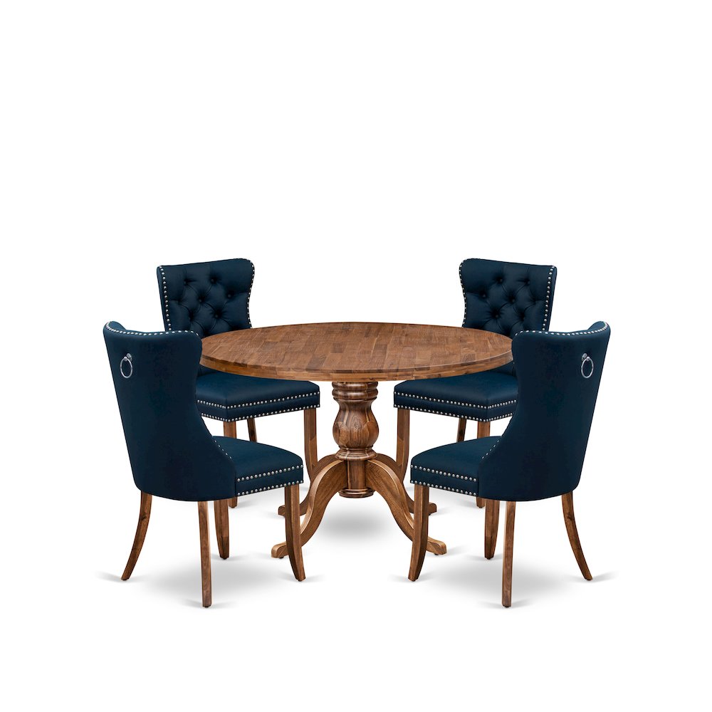 5-Piece Kitchen Table Set In Navy Blue Color. Picture 1