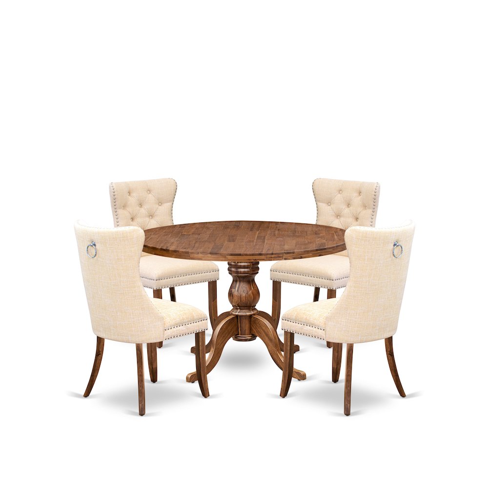 5-Piece Modern Dining Table Set In Light Beige Color. Picture 1