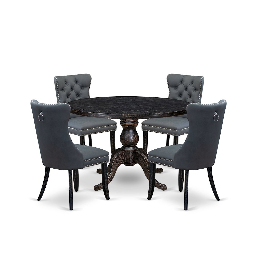 5-Piece Dining Table Set In Platinum Gray Color. Picture 1