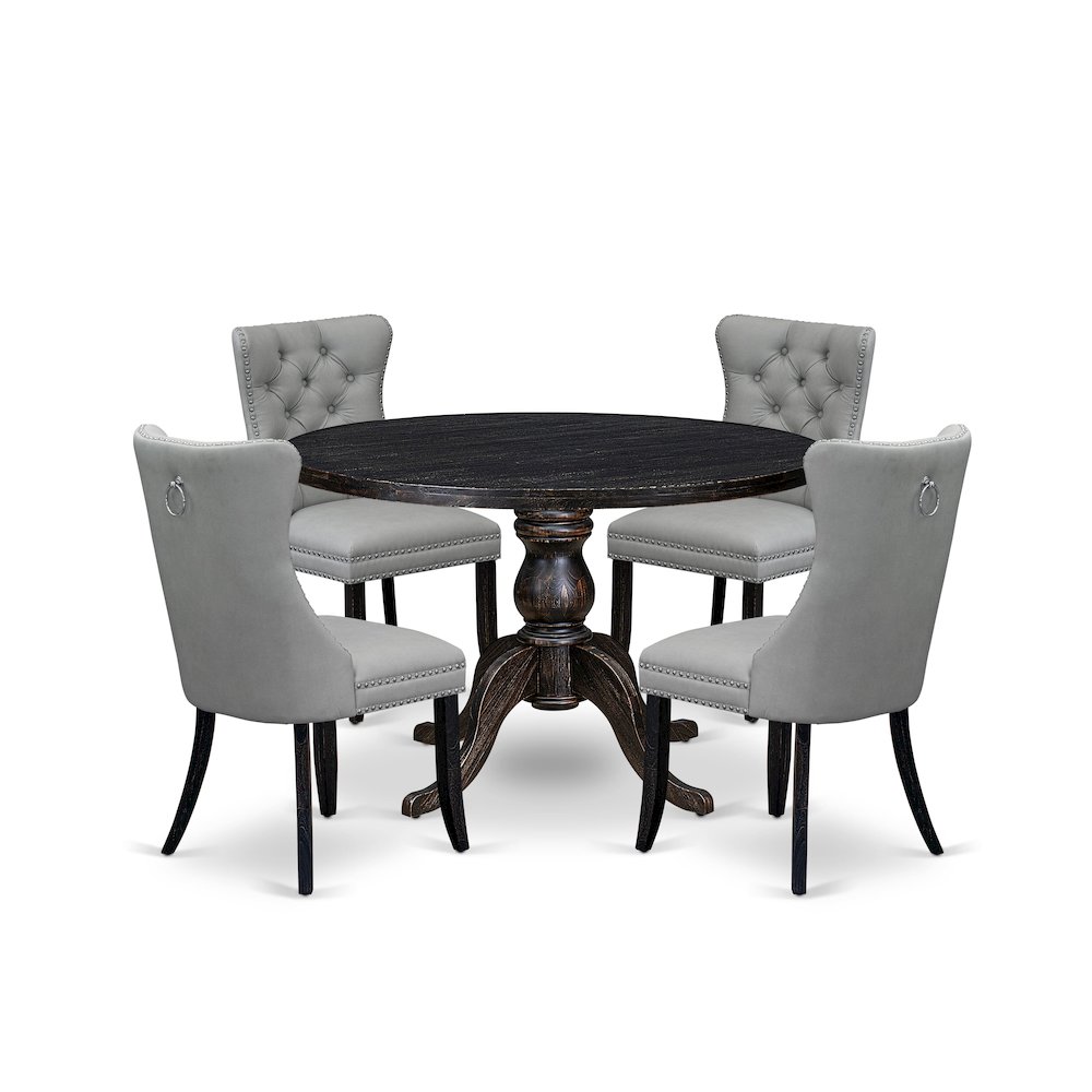 5 Piece Dining Table Set Includes 48" Round Table In Light Gray Color. Picture 1