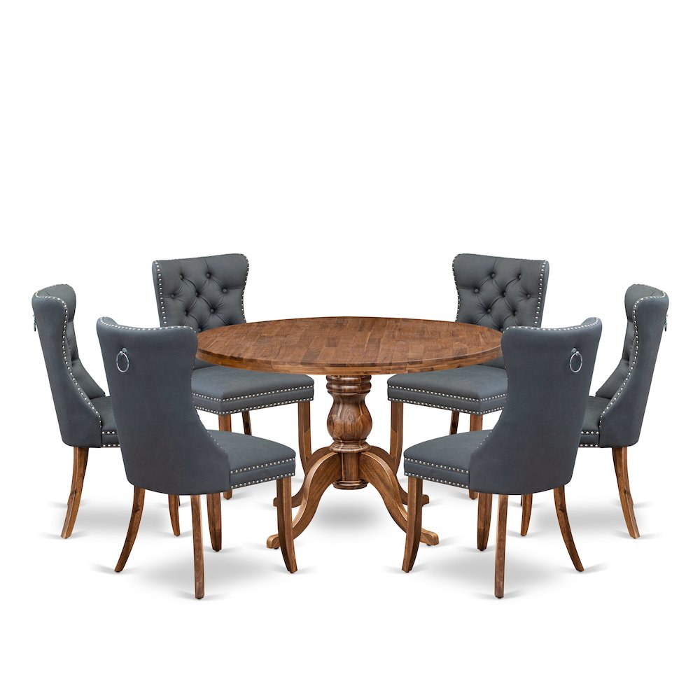 7-Piece Dining Table Set Of A Dining Table, 6 Platinum Gray Dining Room Chairs. Picture 1