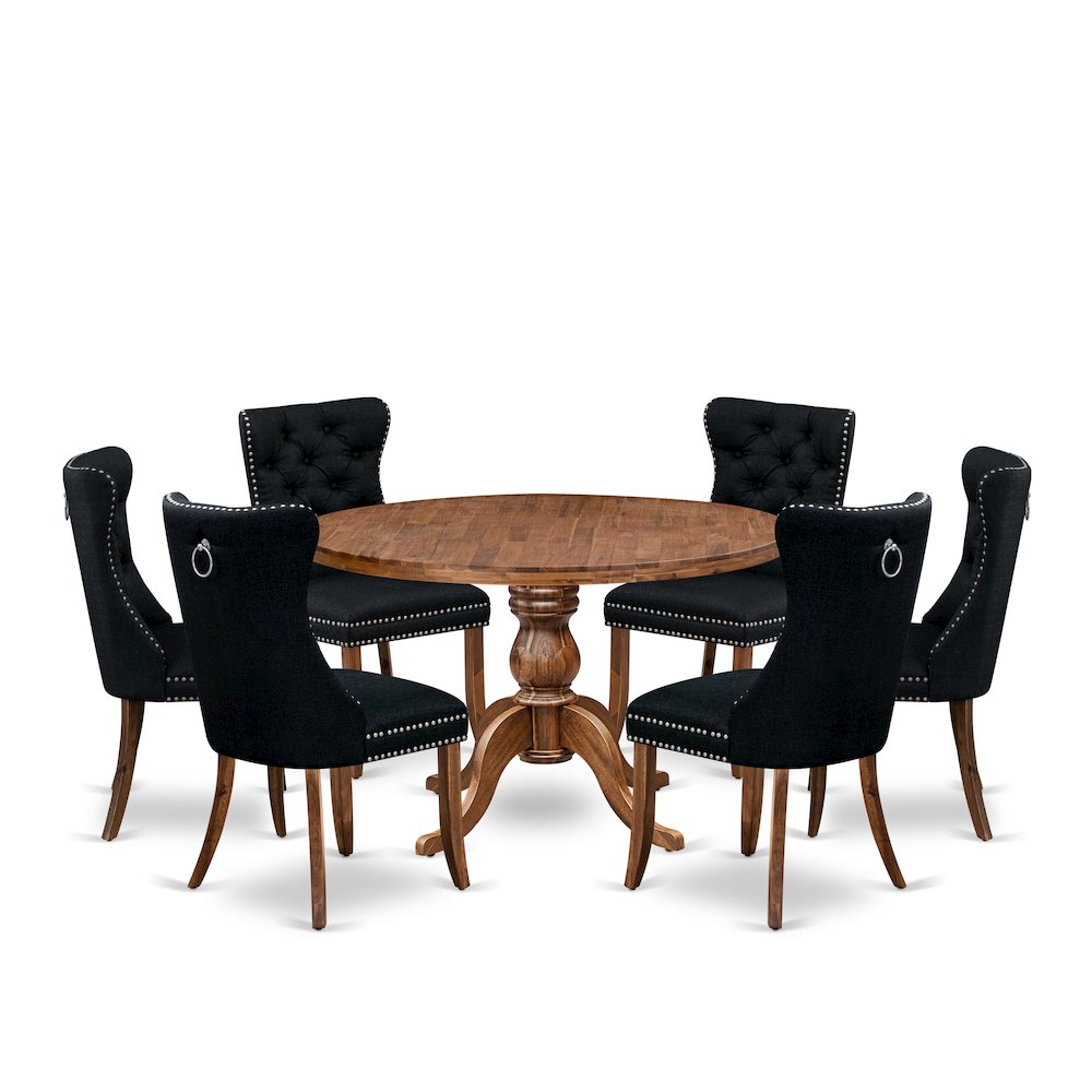 7-Piece Dining Room Set In Black Color. Picture 1