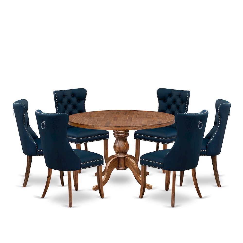 7-Piece Dining Set In Navy Blue Color. Picture 1