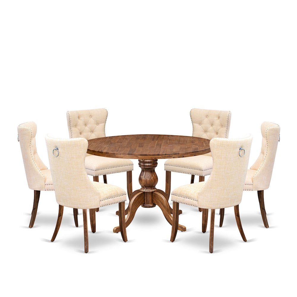 7-Piece Kitchen Table Set In Light Beige Color. Picture 1
