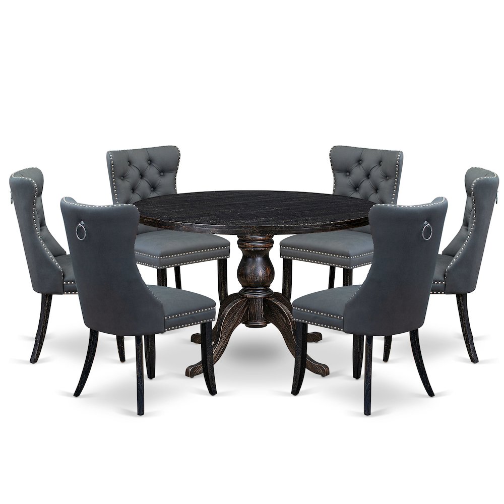 7-Piece Dining Room Set In Platinum Gray Color. Picture 1