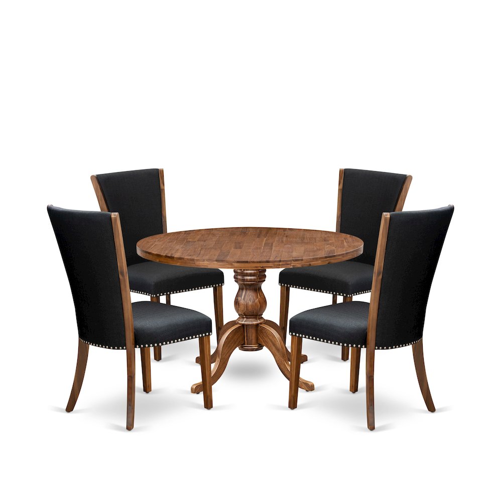 5 Piece Dinette Set For 4 Consists Of 48" Round Table In Black Color. Picture 1