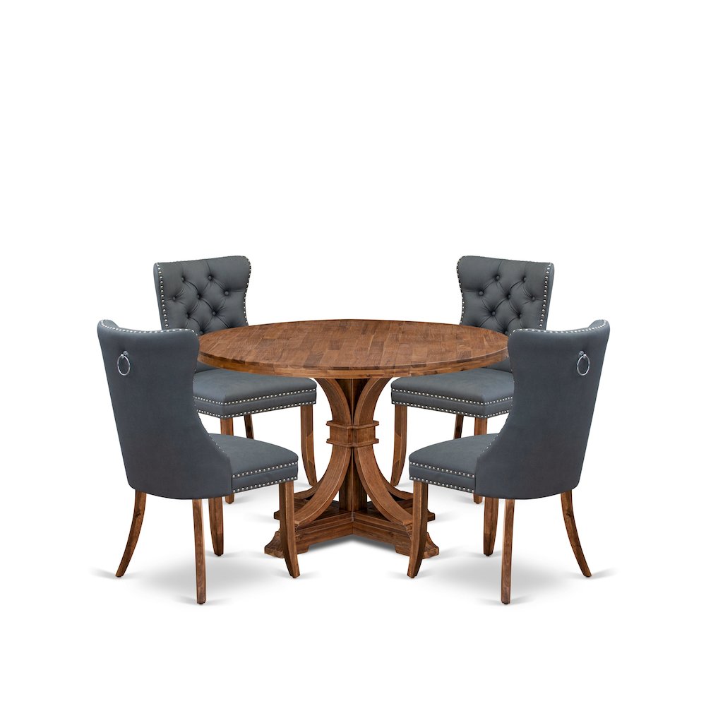 5-Piece Kitchen Table A Modern Dining Table And 4 Platinum Gray Kitchen Chairs. Picture 1