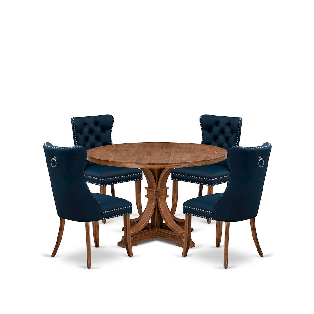 5-Piece Kitchen Table Set In Navy Blue Color. Picture 1