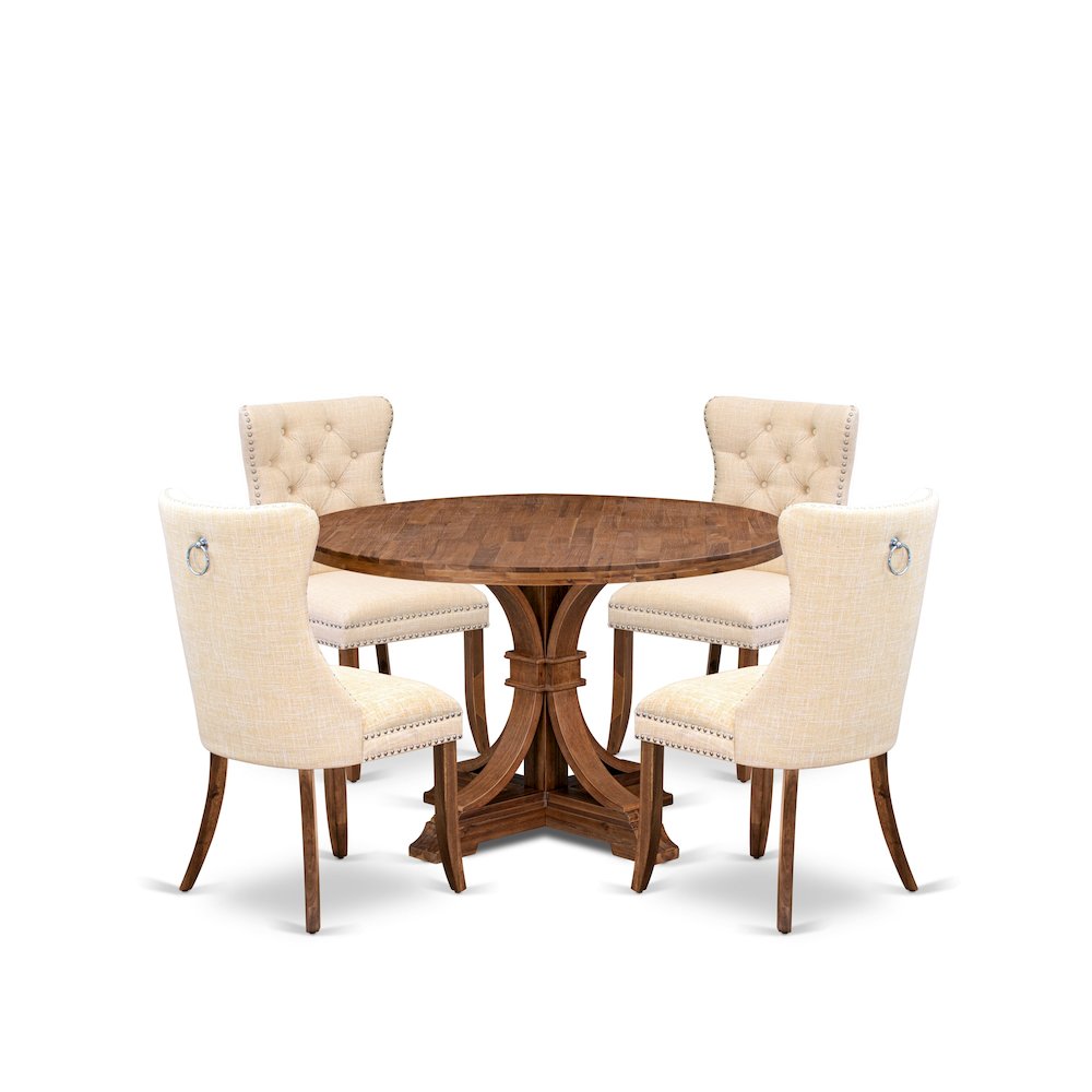 5-Piece Dining Room Set In Light Beige Color. Picture 1