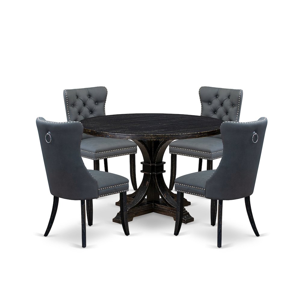 5-Piece Dining Set In Platinum Gray Color. Picture 1