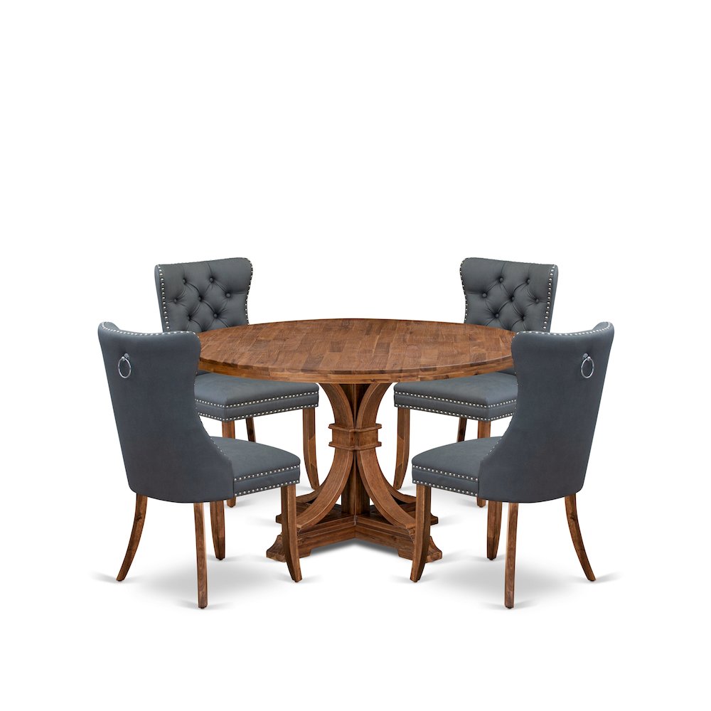 5-Piece Mid-Century Dining Table A Kitchen Table, 4 Platinum Gray Dinner Chairs. Picture 1