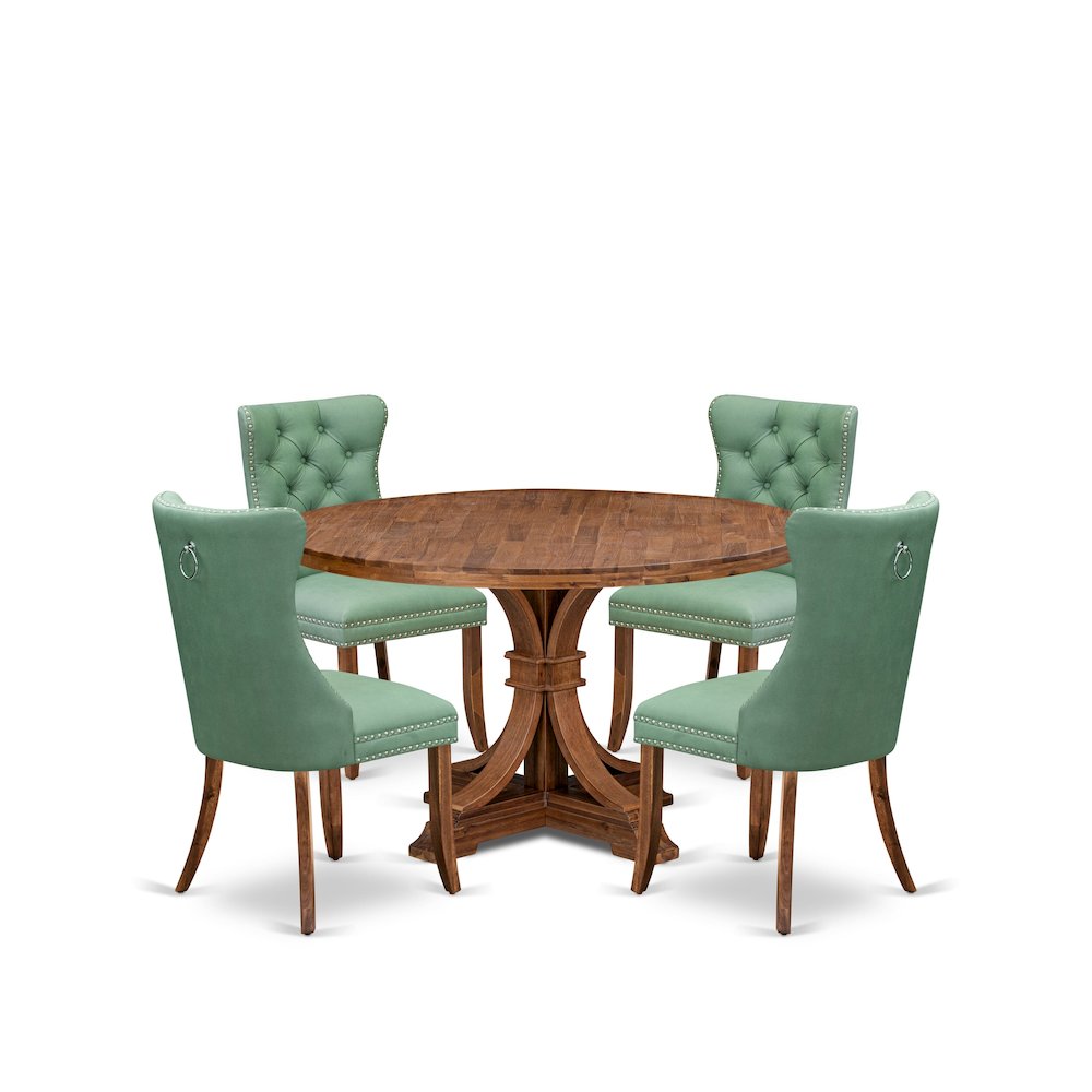 5-Pc Kitchen Dining Table Set Consist A Kitchen Table And 4 Willow Green Chairs. Picture 1