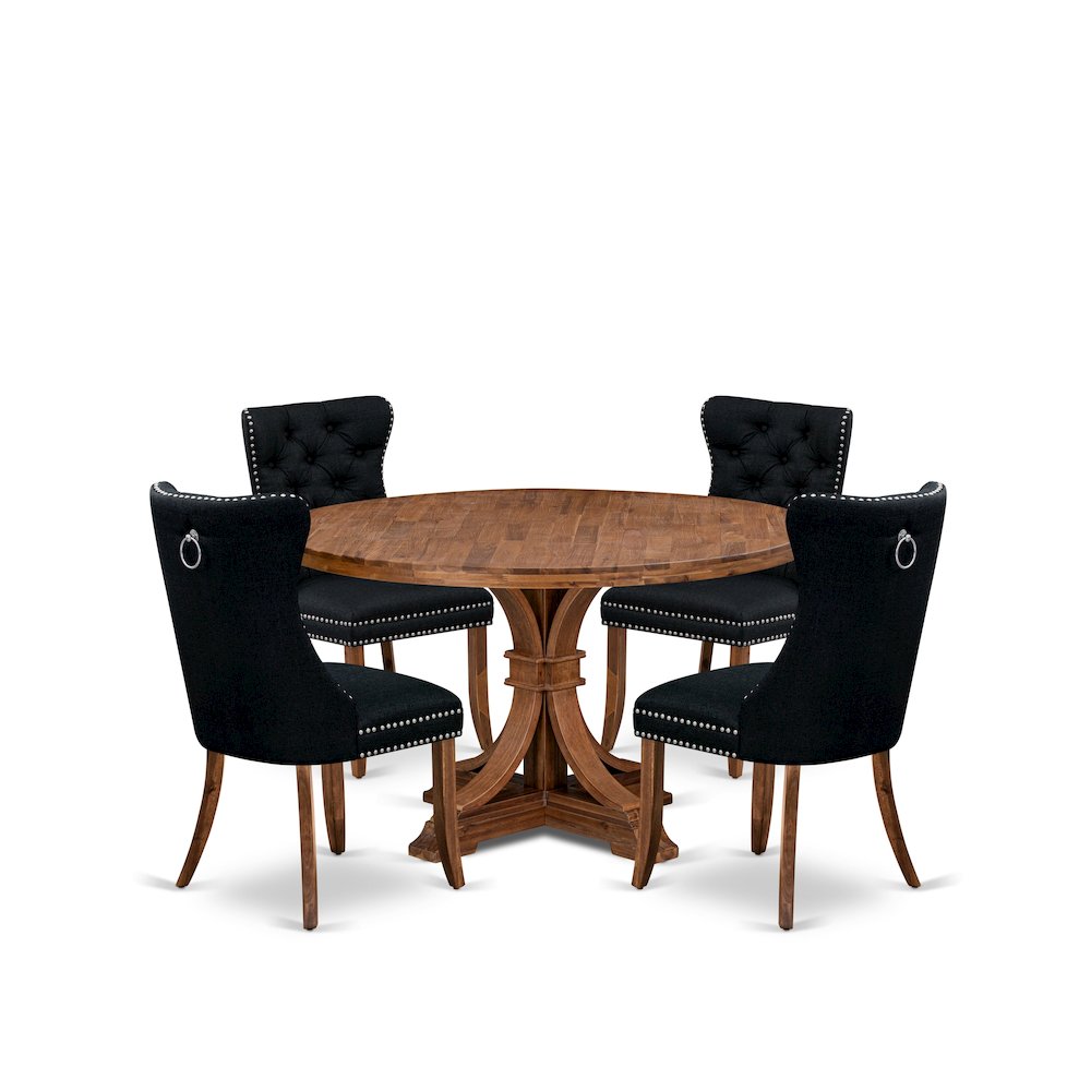 5-Piece Kitchen Table Set In Black Color. Picture 1