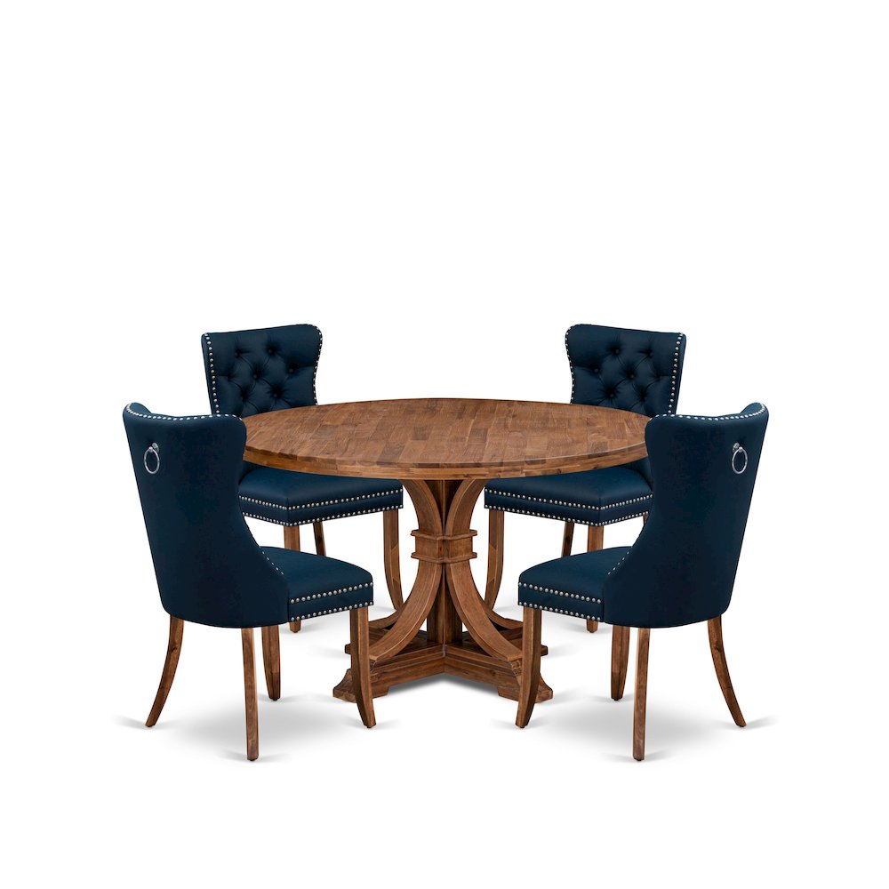5-Piece Dining Set In Navy Blue Color. Picture 1
