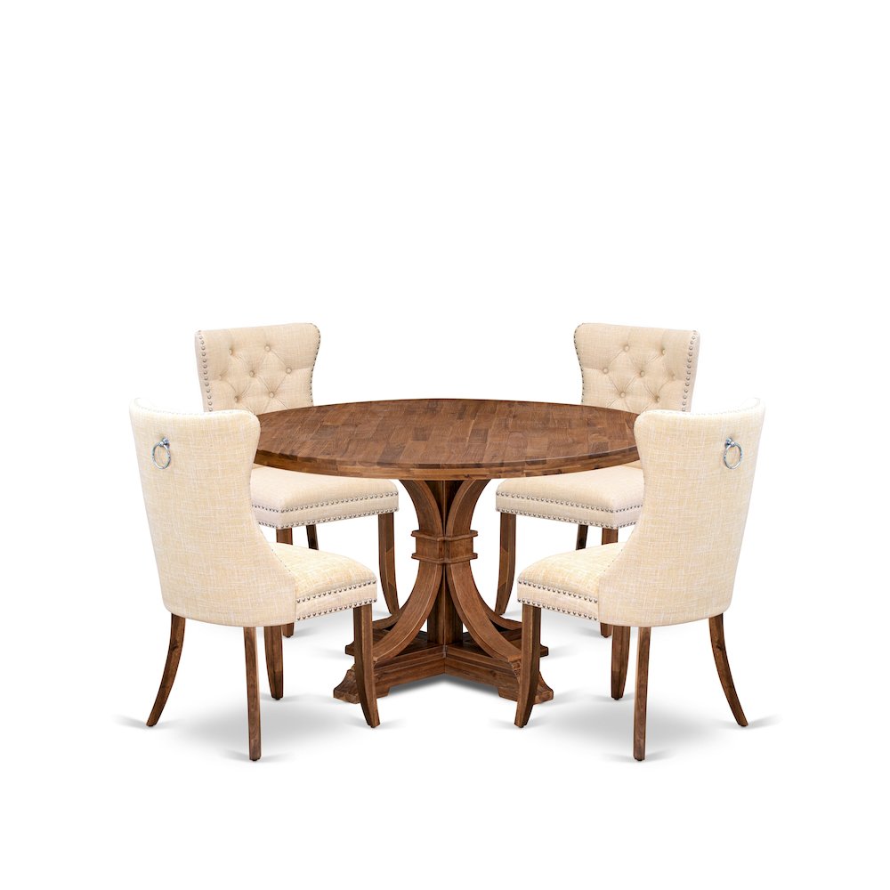 5-Piece Wooden Dining Set In Light Beige Color. Picture 1