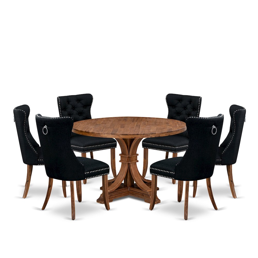 7-Piece Kitchen Dining Table Set In Black Color. Picture 1