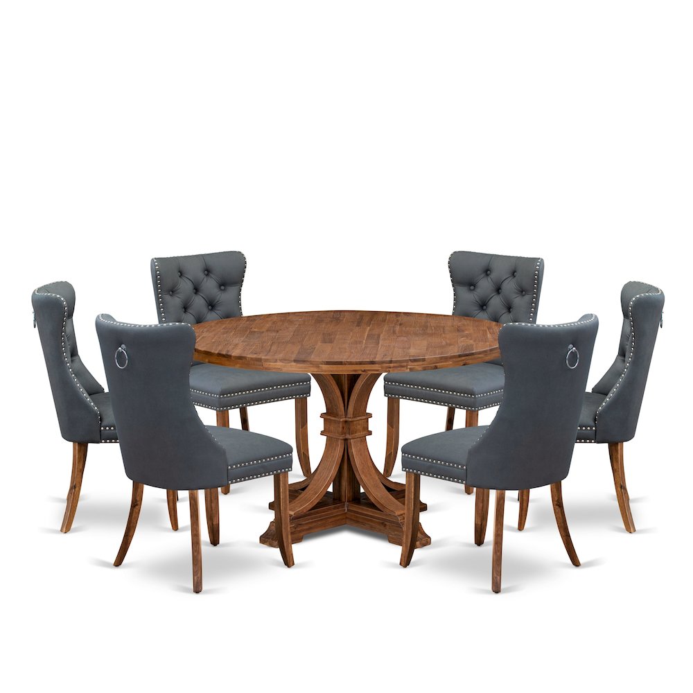 7-Piece Dining Table Set Of A Dining Table, 6 Platinum Gray Kitchen Chairs. Picture 1