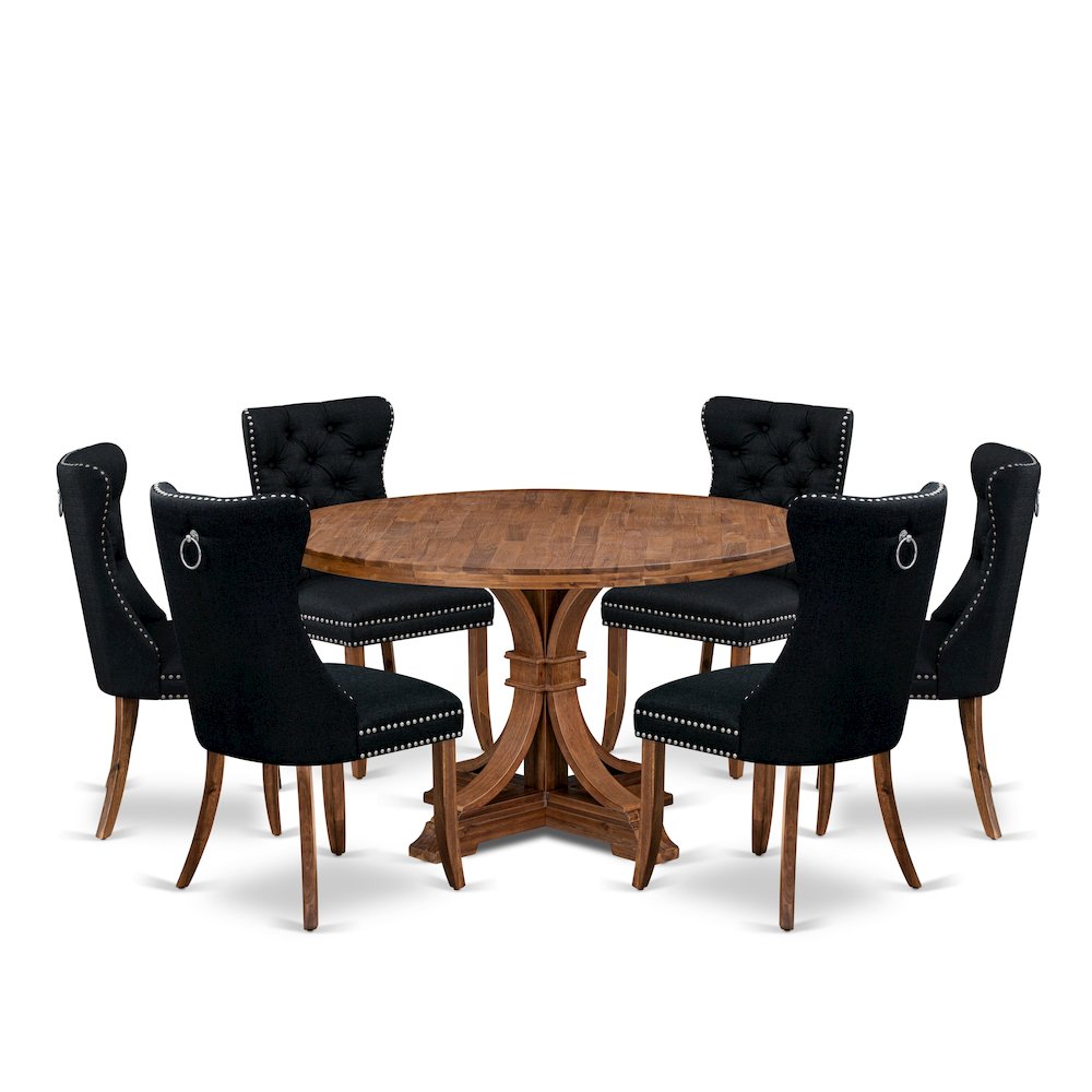 7-Piece Modern Dining Set In Black Color. Picture 1