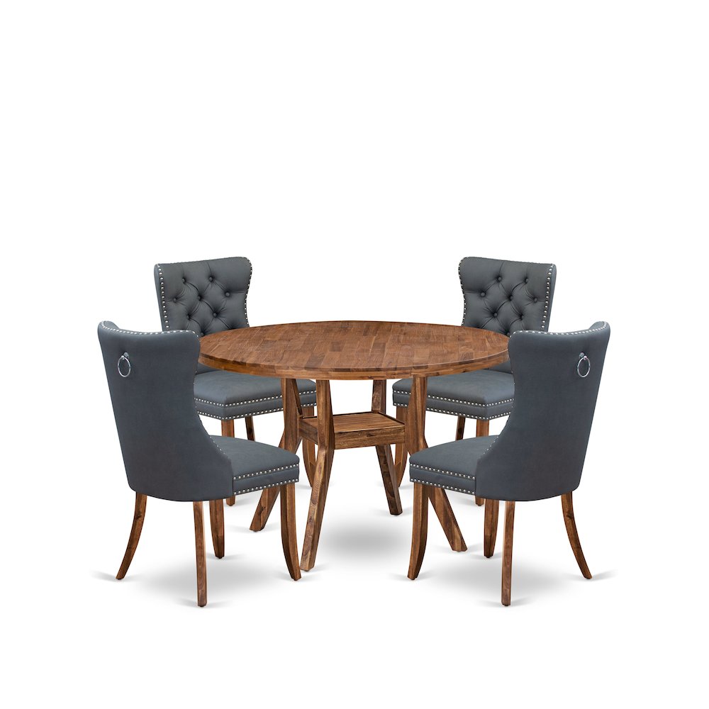 5-Piece Modern Dining Table A Kitchen Table, 4 Platinum Gray Dining Room Chairs. Picture 1