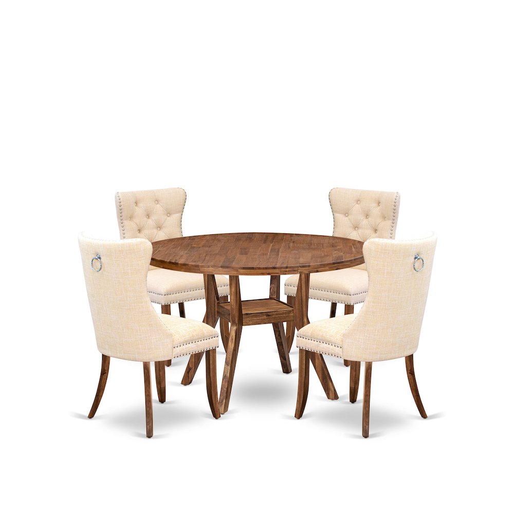 5-Piece Dining Set In Light Beige Color. Picture 1