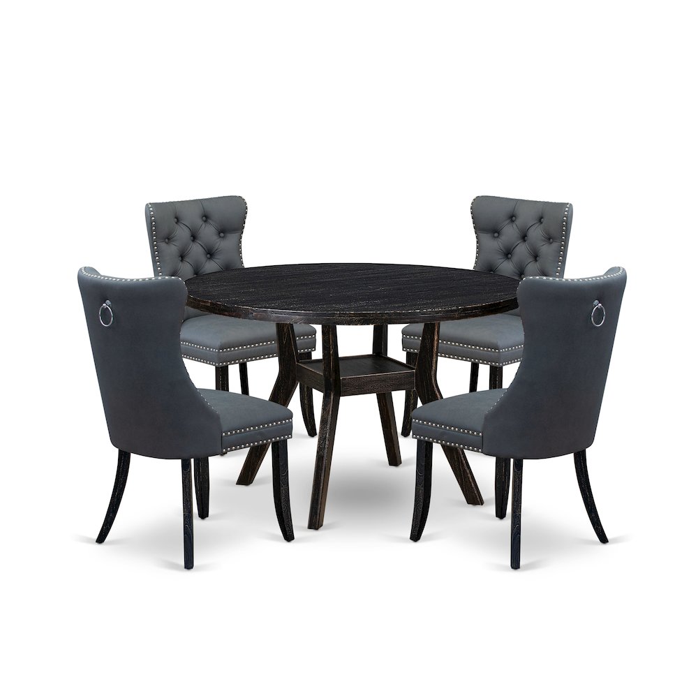 5-Piece Kitchen Table Set In Platinum Gray Color. Picture 1