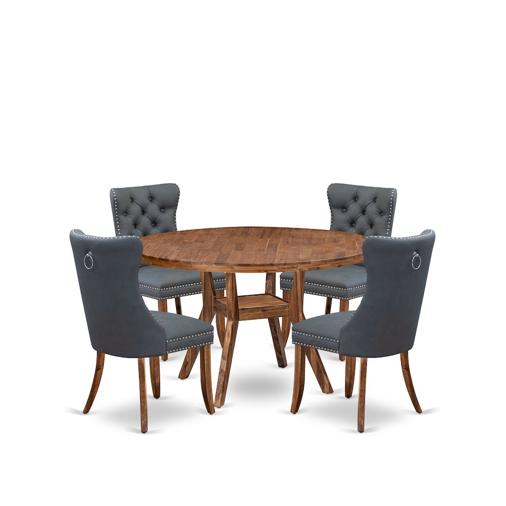 5-Piece Dining Room A Kitchen Table And 4 Platinum Gray Dining Chairs. Picture 1