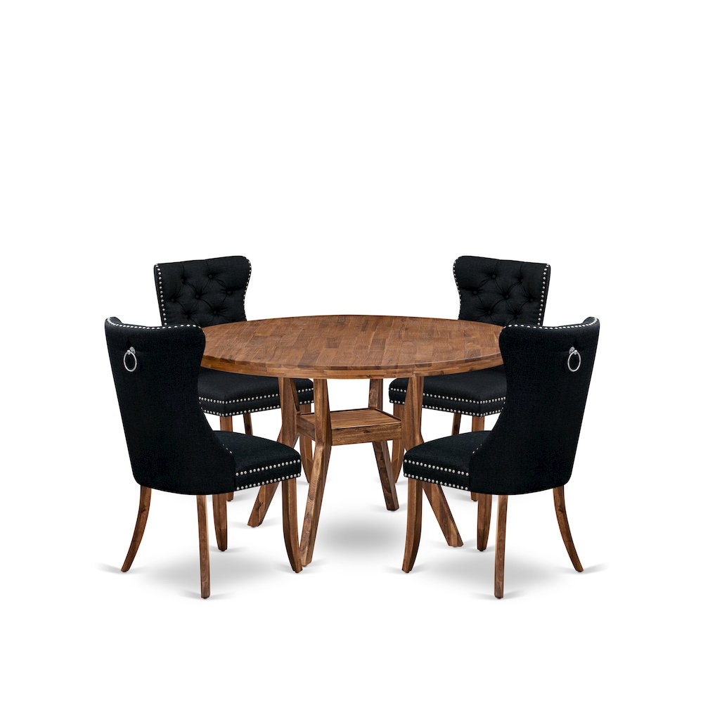 5-Piece Kitchen Table Set In Black Color. Picture 1
