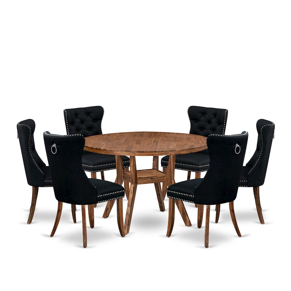 7-Piece Modern Dining Room Set In Black Color. Picture 1