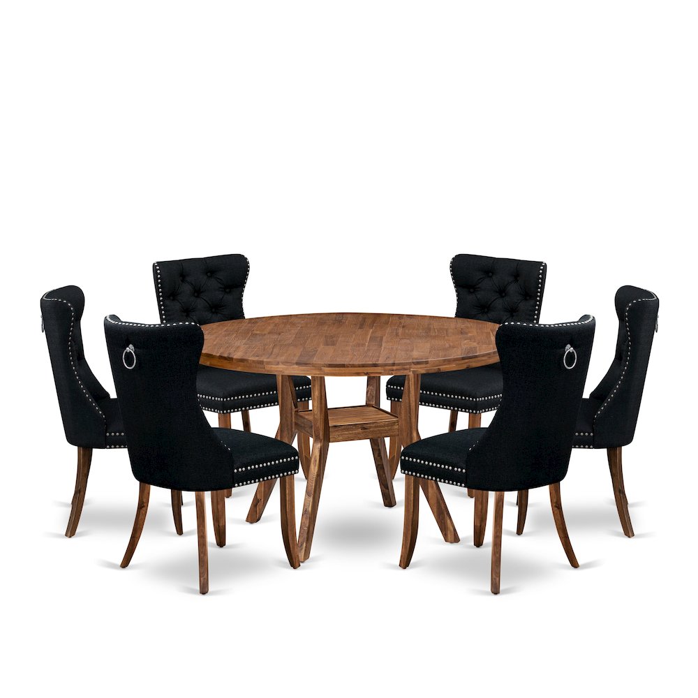 7-Piece Dining Table Set In Black Color. Picture 1