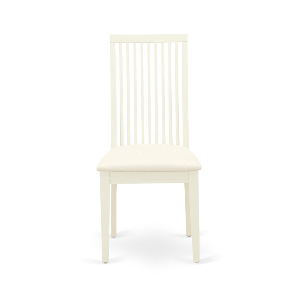 CAIP5-LWH-C 5Pc Dining Set Includes a Rectangle Dinette Table and Four Linen seat Dining Chairs, Linen White Finish. Picture 5