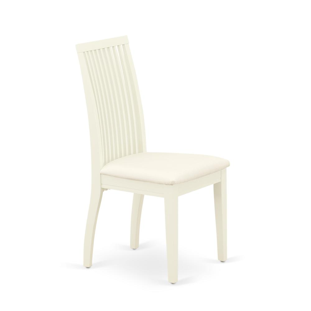 CAIP5-LWH-C 5Pc Dining Set Includes a Rectangle Dinette Table and Four Linen seat Dining Chairs, Linen White Finish. Picture 6