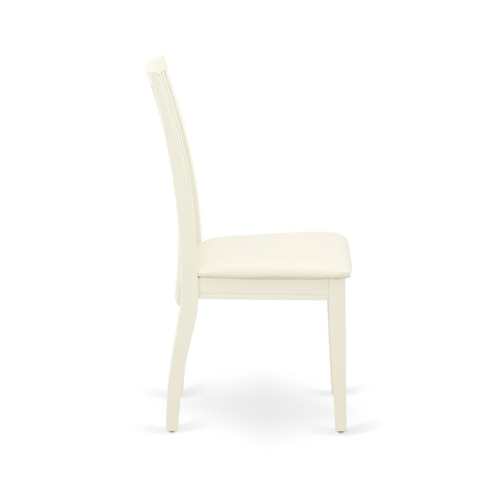 CAIP5-LWH-C 5Pc Dining Set Includes a Rectangle Dinette Table and Four Linen seat Dining Chairs, Linen White Finish. Picture 7