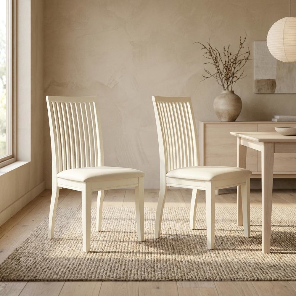 Linen-Upholstered Dining Chair with Solid Wood Legs for Dining Room, Set of 2. Picture 4