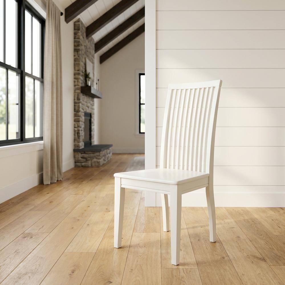 Linen Upholstered Dining Chair with Slat Back for Dining Room, Set of 2. Picture 3