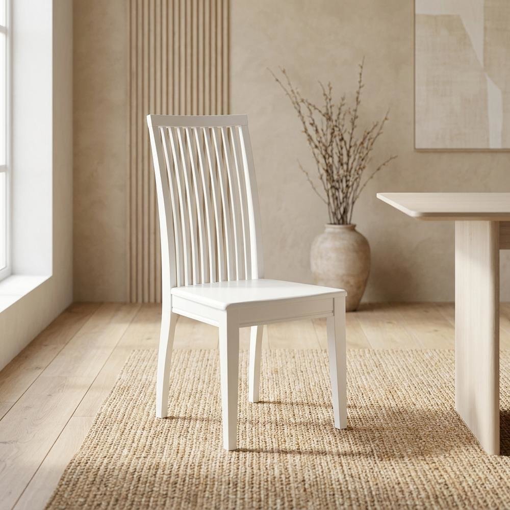 Linen Upholstered Dining Chair with Slat Back for Dining Room, Set of 2. Picture 4