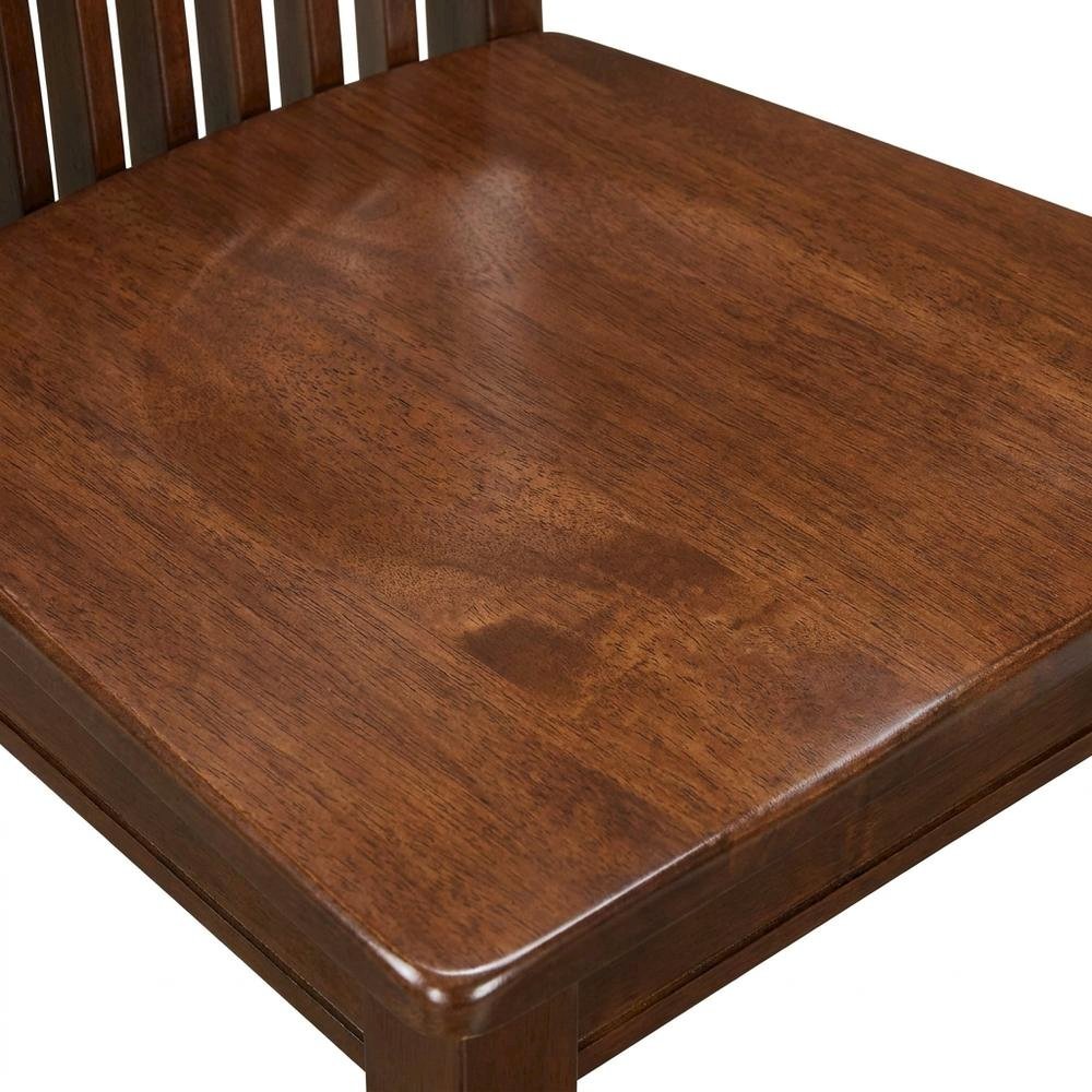Mahogany Wood Dining Chair with High Back Slat Design for Kitchen Table, Set of 2. Picture 7